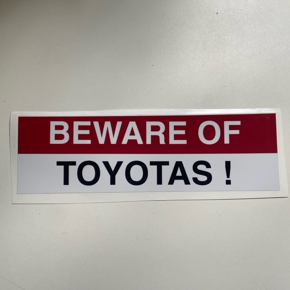 2x Beware of Toyotas bumper stickers - Picture 2 of 4